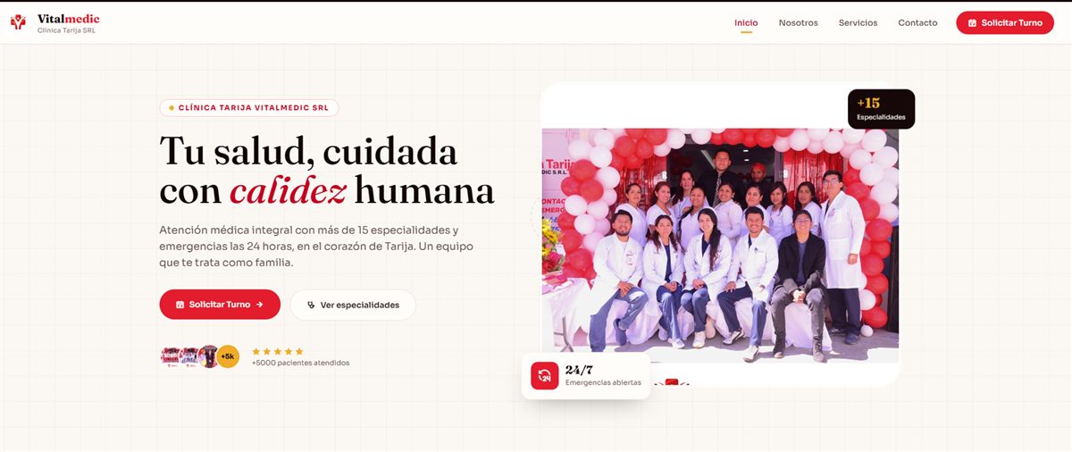 Captura del sitio web de Clínica Vital Medic
