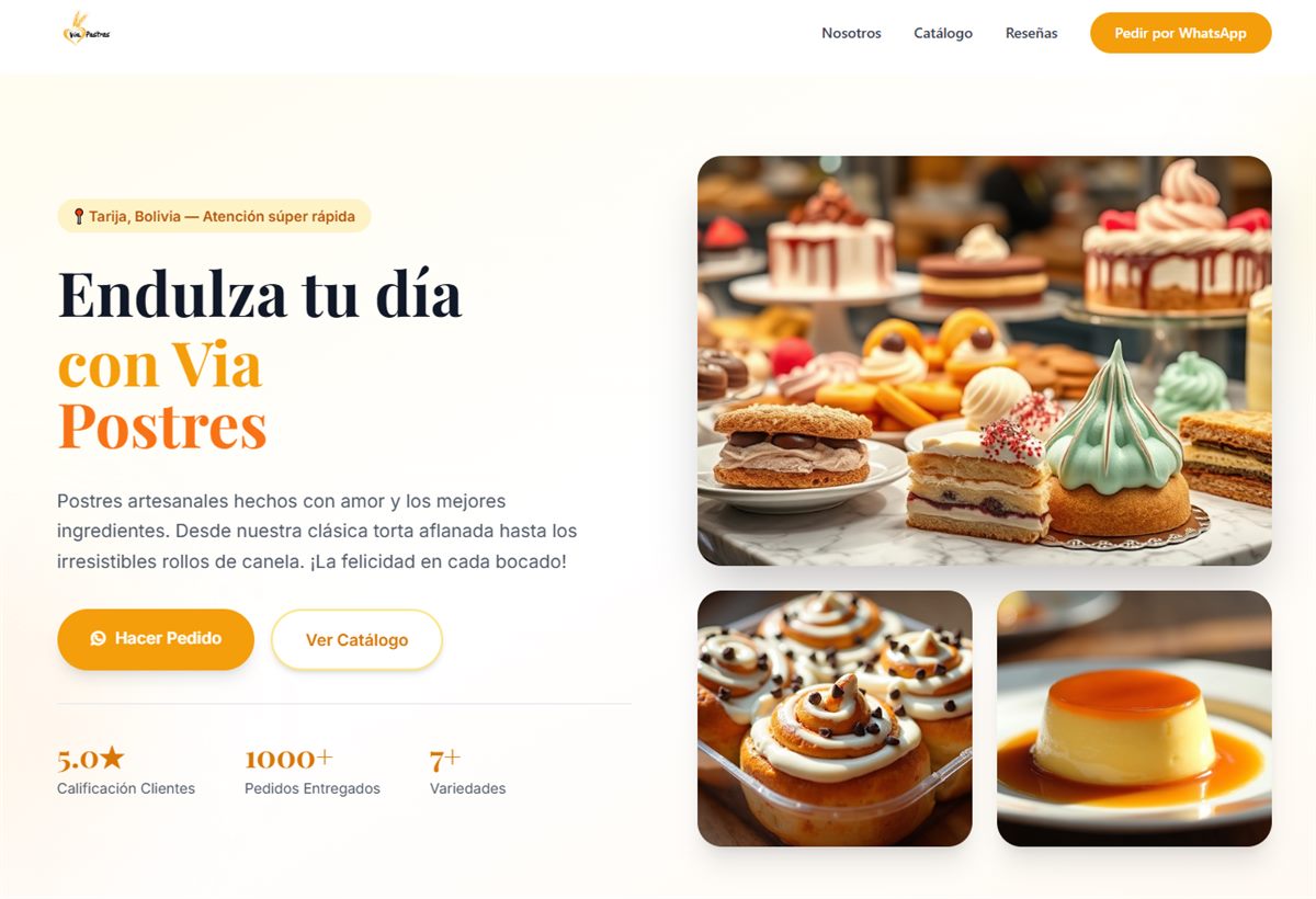 Captura del sitio web de ViaPostres