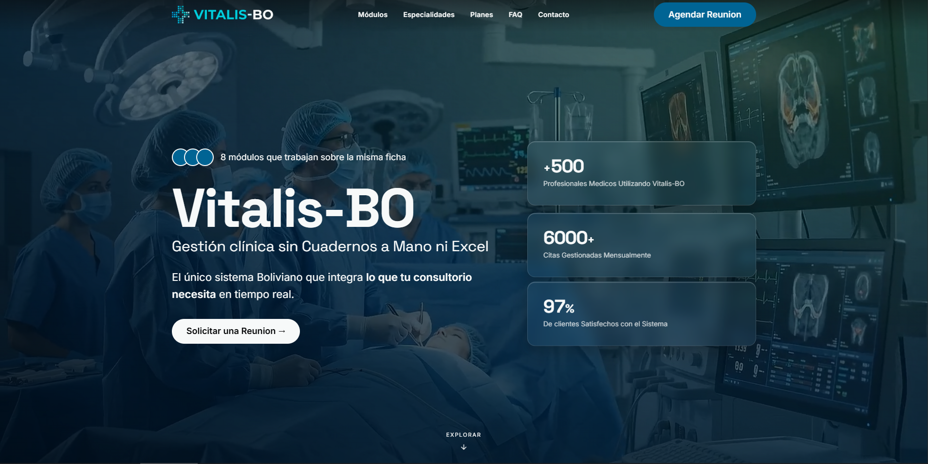 Captura del sitio web de Vitalis-BO